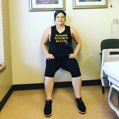 Kerri Lonnberg doing wall sits while undergoing treatment for cancer