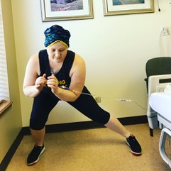 Kerri Lonnberg doing off-skates skater drills while undergoing treatment for cancer