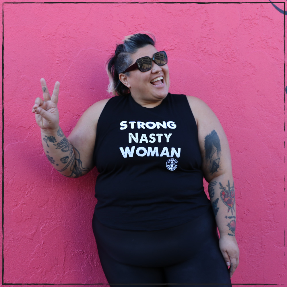 Feminist Tee Shirt Company that Makes Shirts about Being Political and Being a Voter Strong Nasty Women